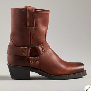 Frye Brown Combat Moto Boots with Harness 8r Detail Size 6.5